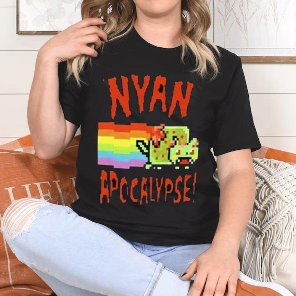 Nyan Cat Apocalypse Internet Meme Retro Graphic TShirt